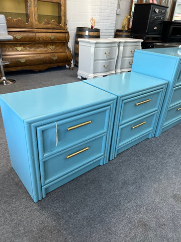 Lacquered blue pair of nightstands