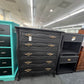 Solid wood matte black chest