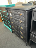 Solid wood matte black chest