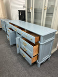 Solid wood blue triple dresser