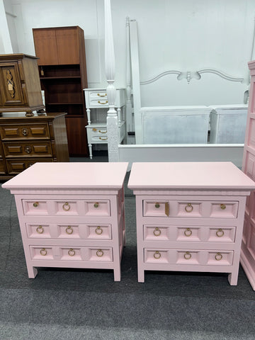 Pair of pink rustic nightstands