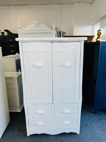 Wicker white armoire