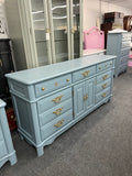 Solid wood blue triple dresser