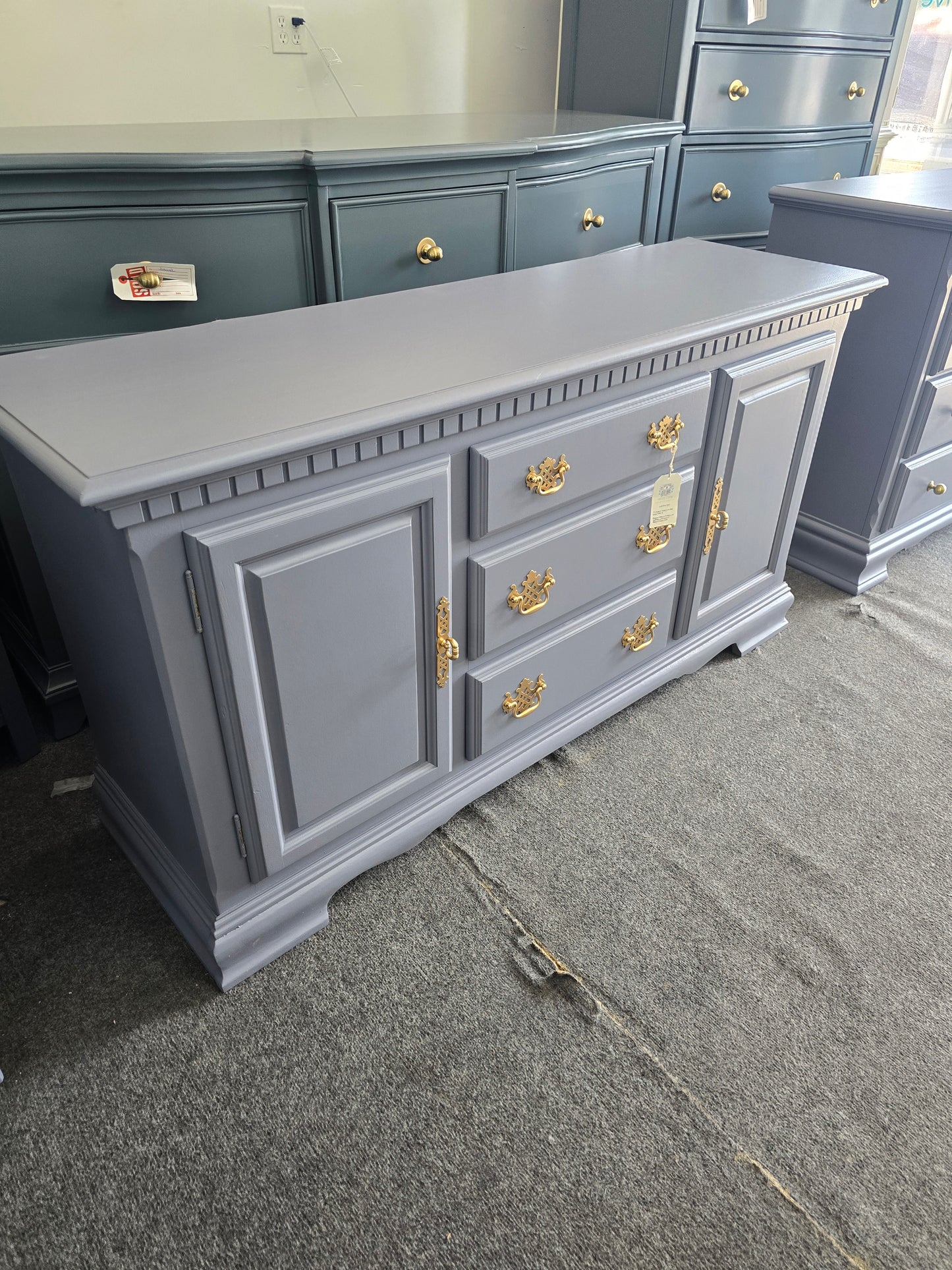 Vintage blue gray cabinet