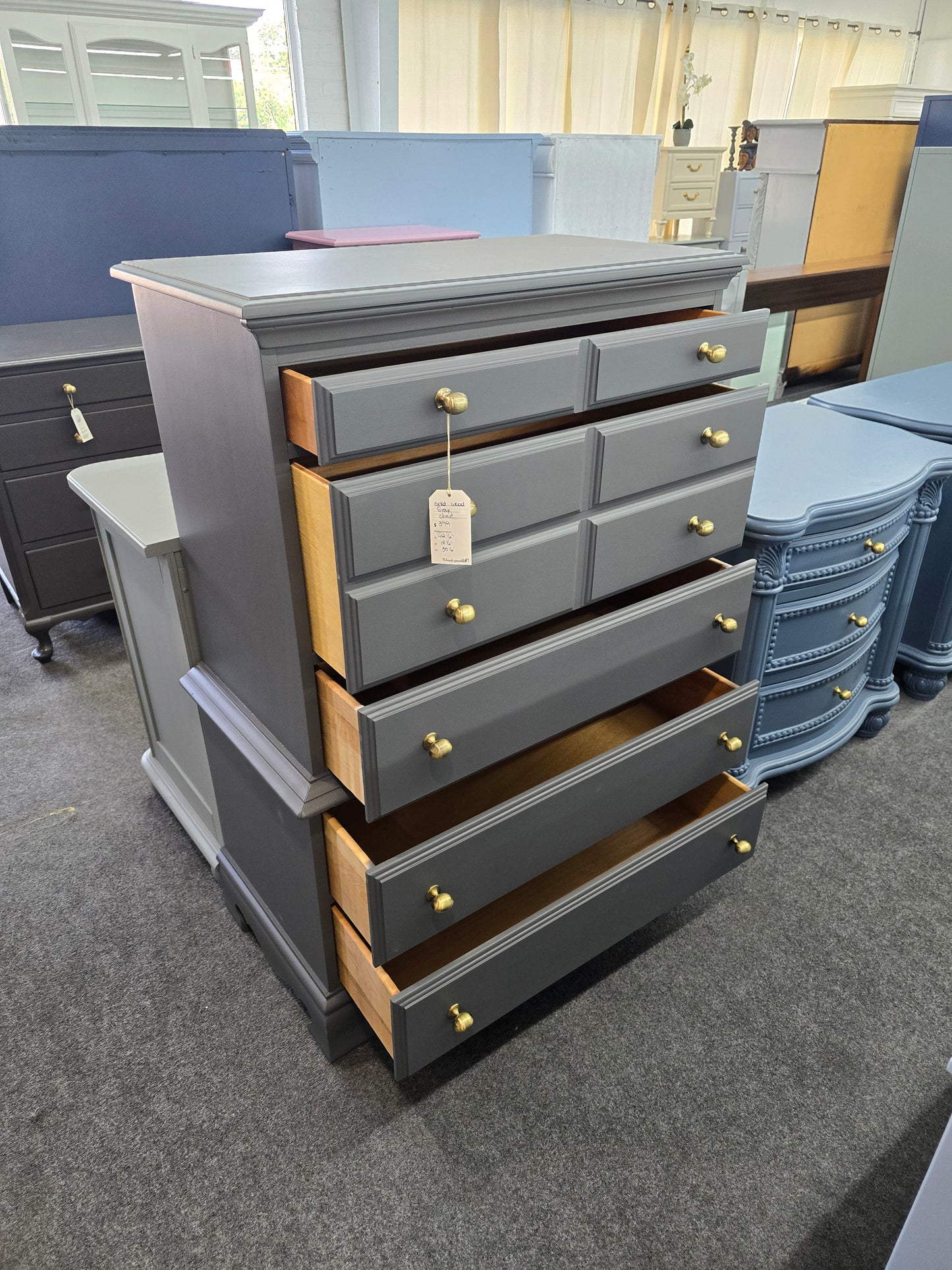 Solid wood dark gray chest