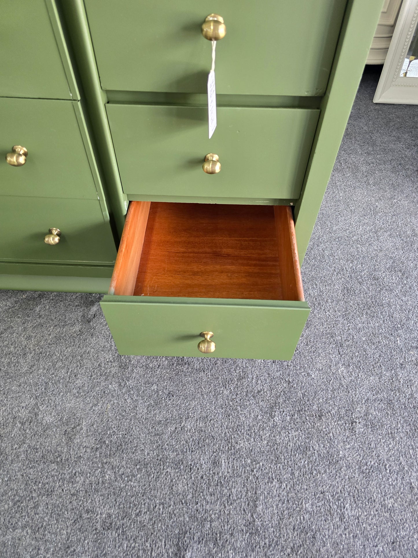 Solid wood MCM green long dresser
