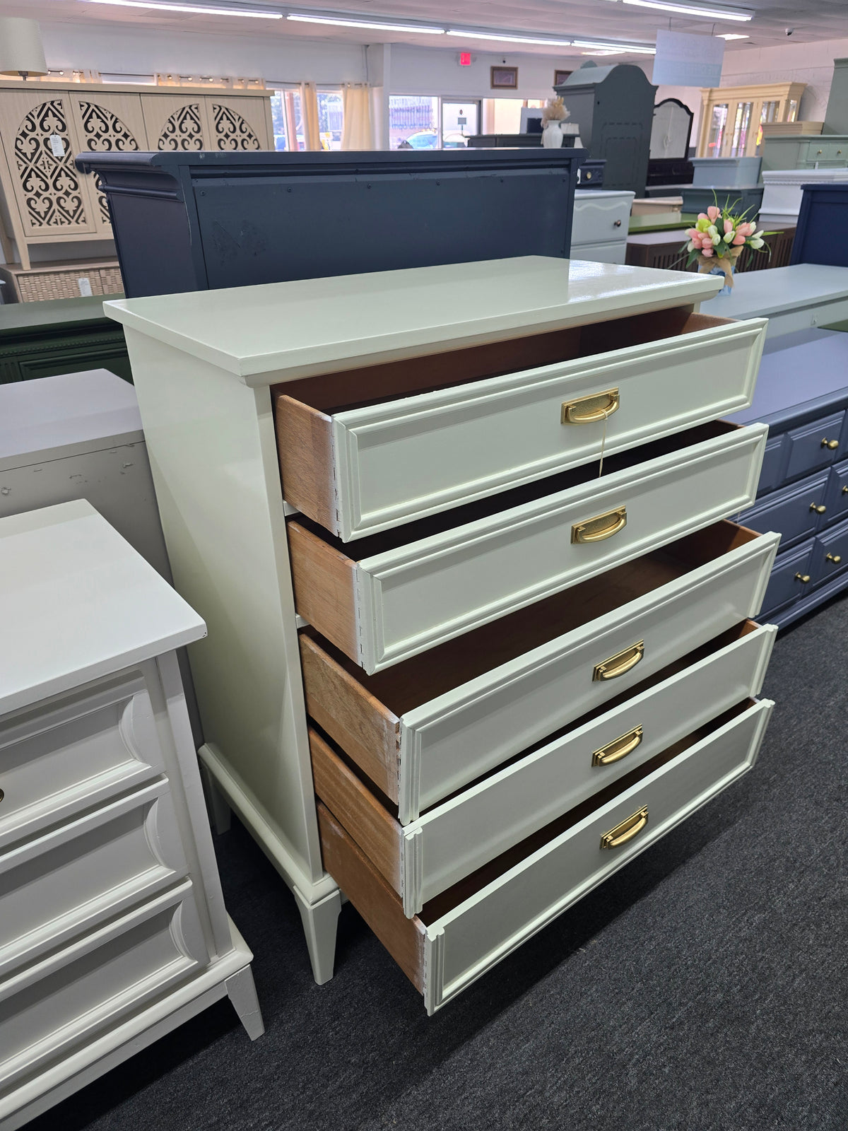 MCM cream lacquered Dixie chest