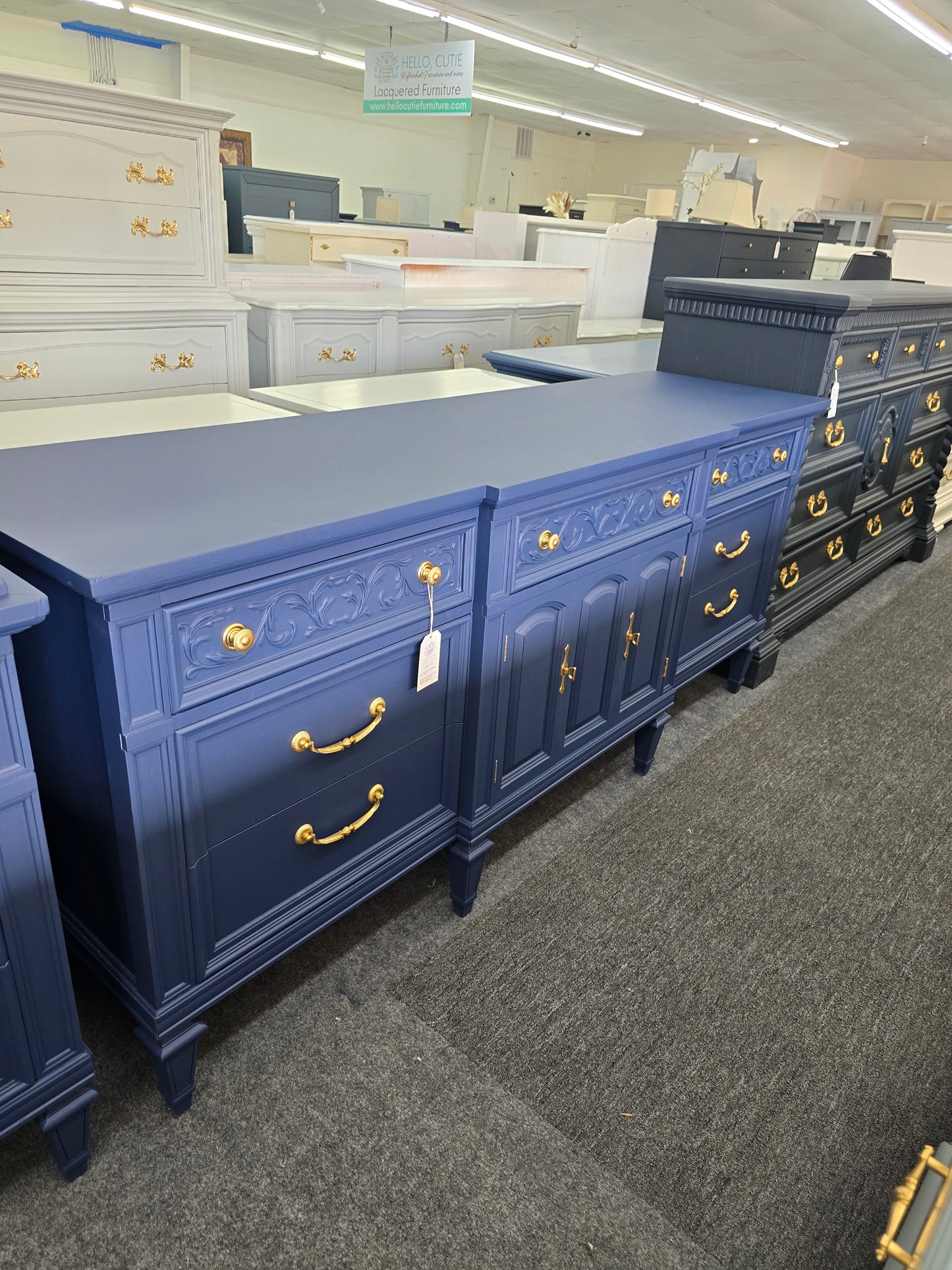Thomasville navy blue Regency dresser