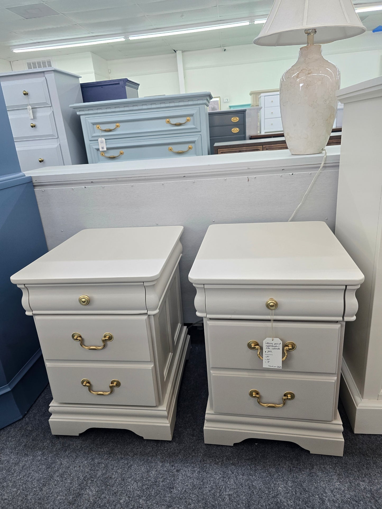 Creamy pair of nightstands/ file cabinets
