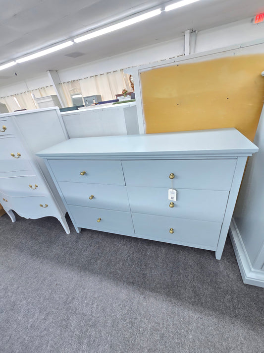 Solid wood 6 drawers blue dresser