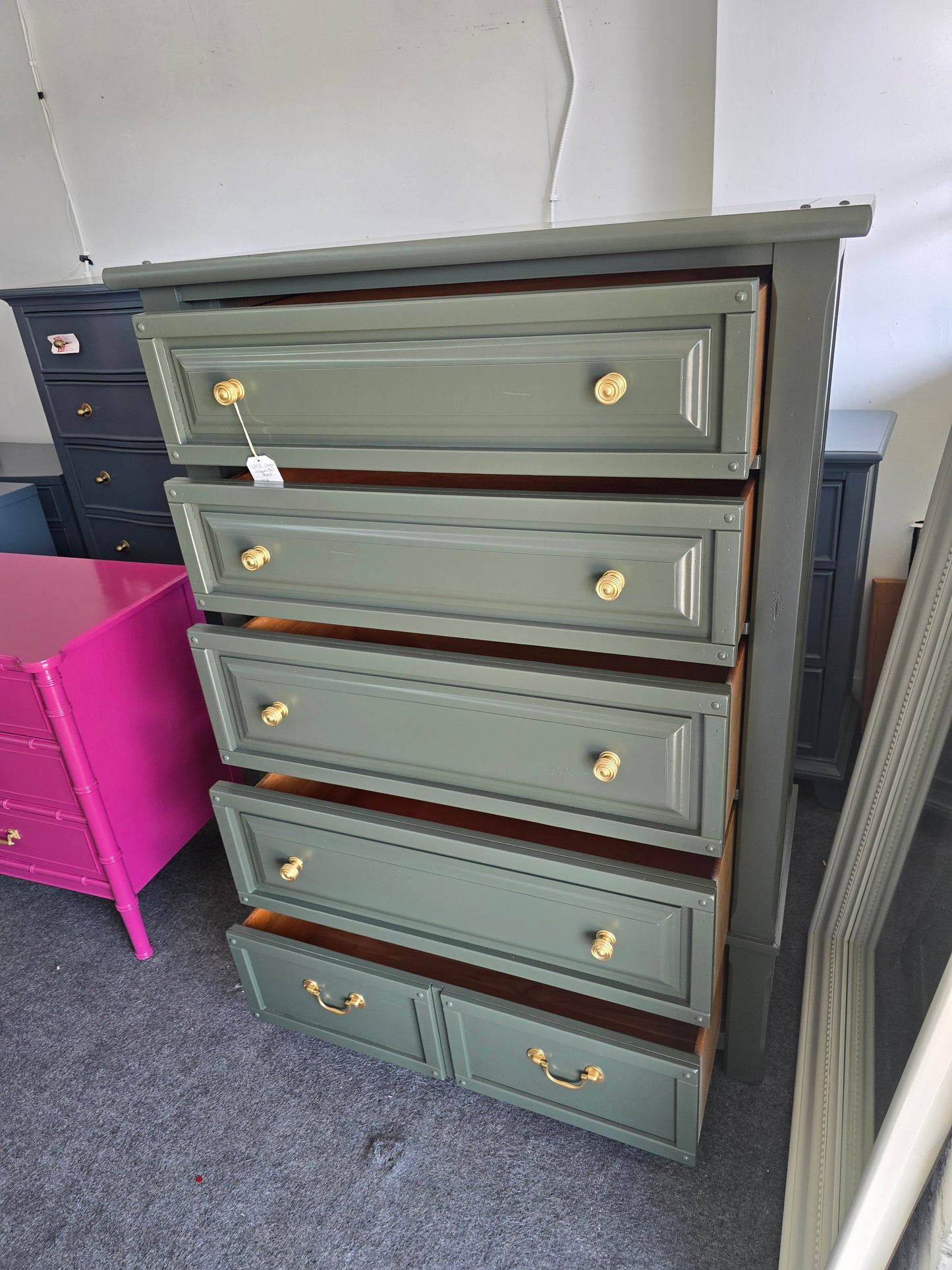 Green lacquered LANE chest