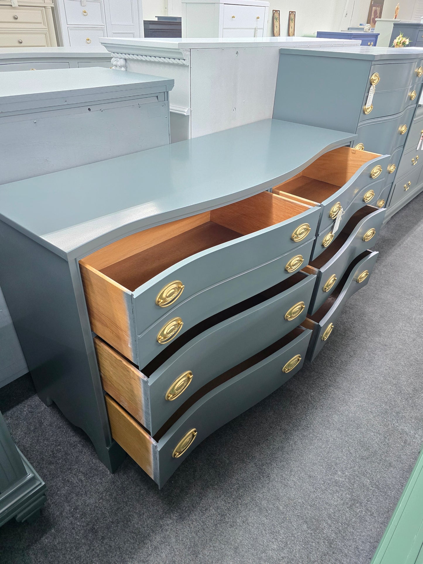 Bassett dark green lacquered dresser