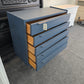 Solid wood MCM dark blue chest