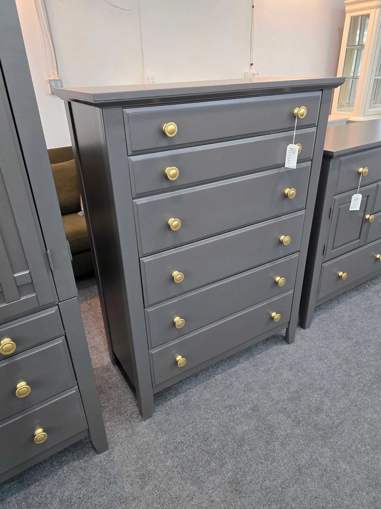 Graphite tall 6 drawers chest