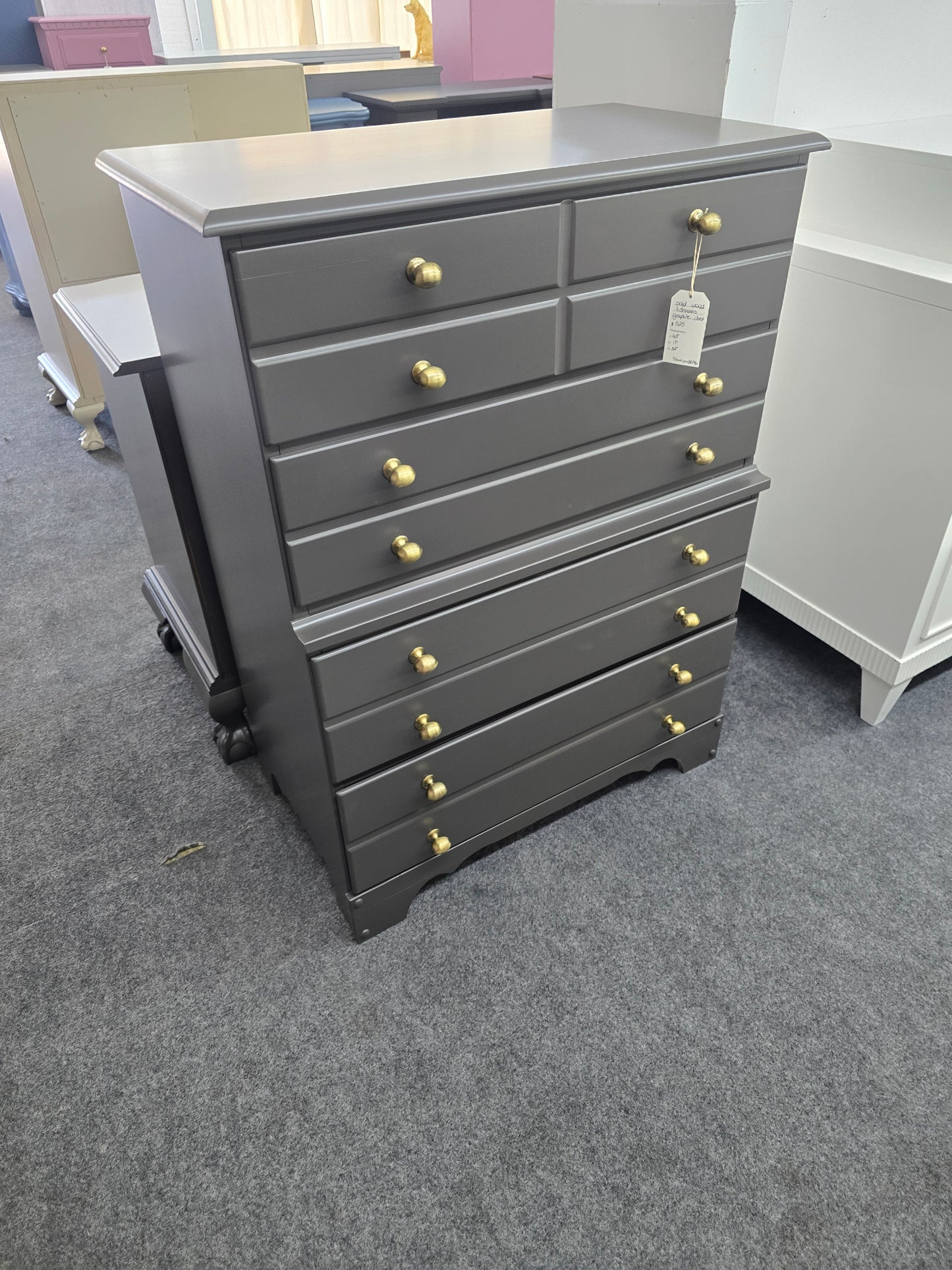 Antique solid wood graphite chest