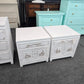 White Distressed oriental pair of nightstands