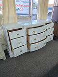 Light blue lacquer 9 drawers dresser