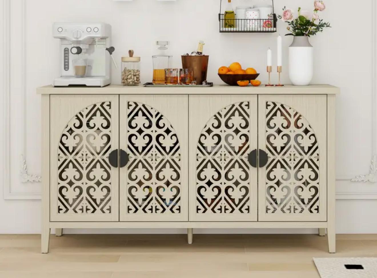 Hollow 4 drawers cabinet natural wood- new