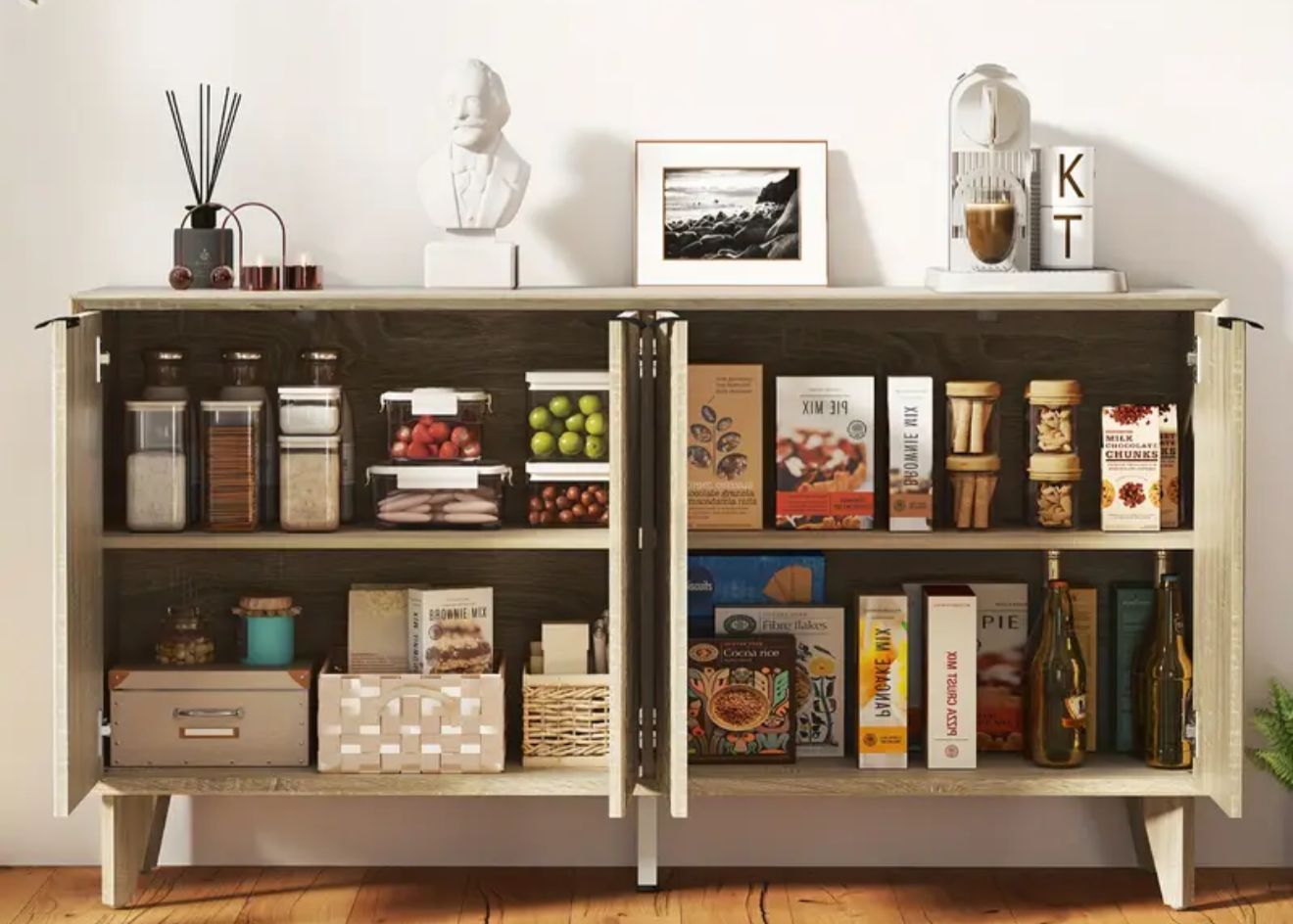 Natural large Groove Decorative sideboard- new