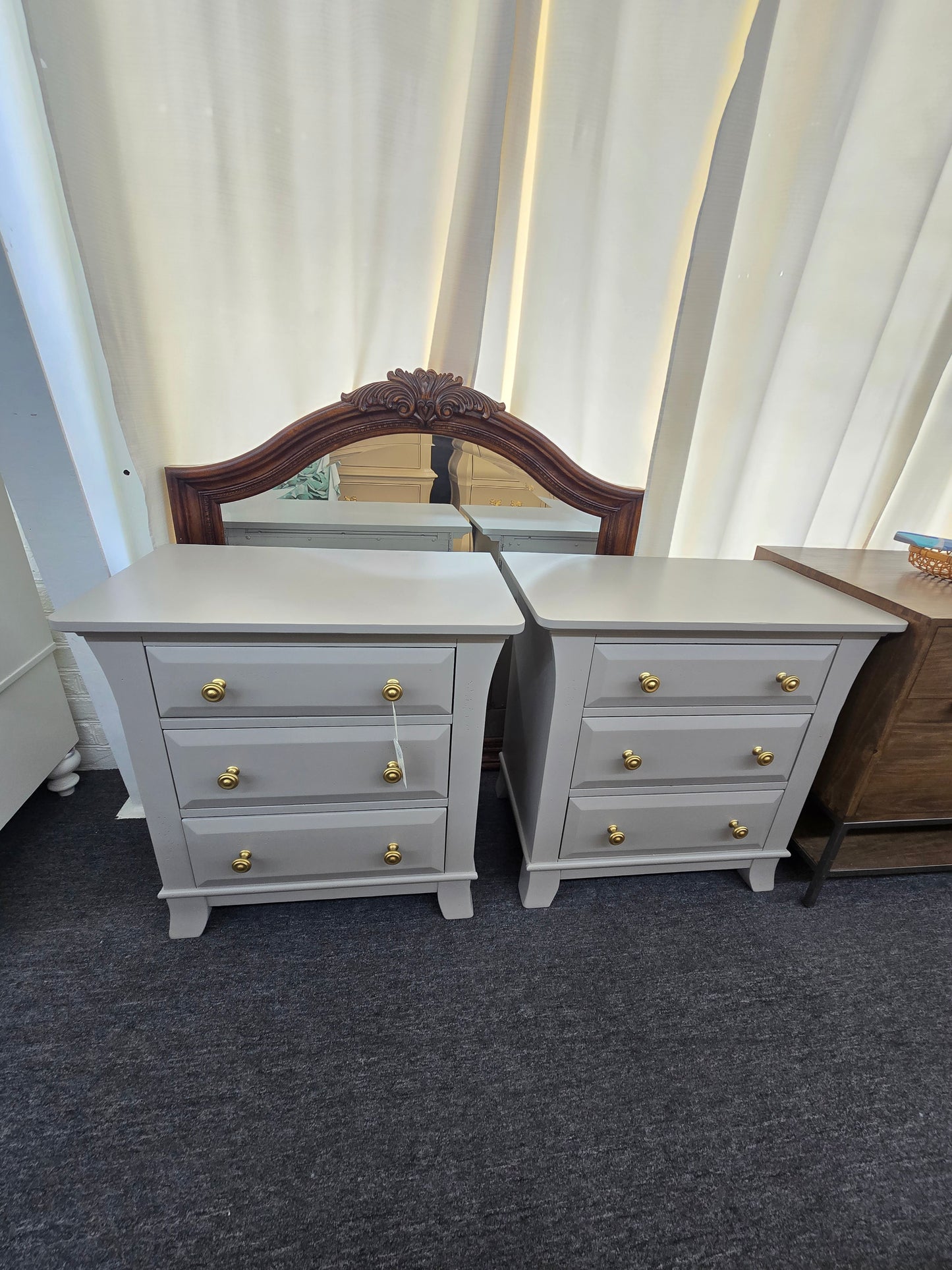 Pair of nightstands light gray colored
