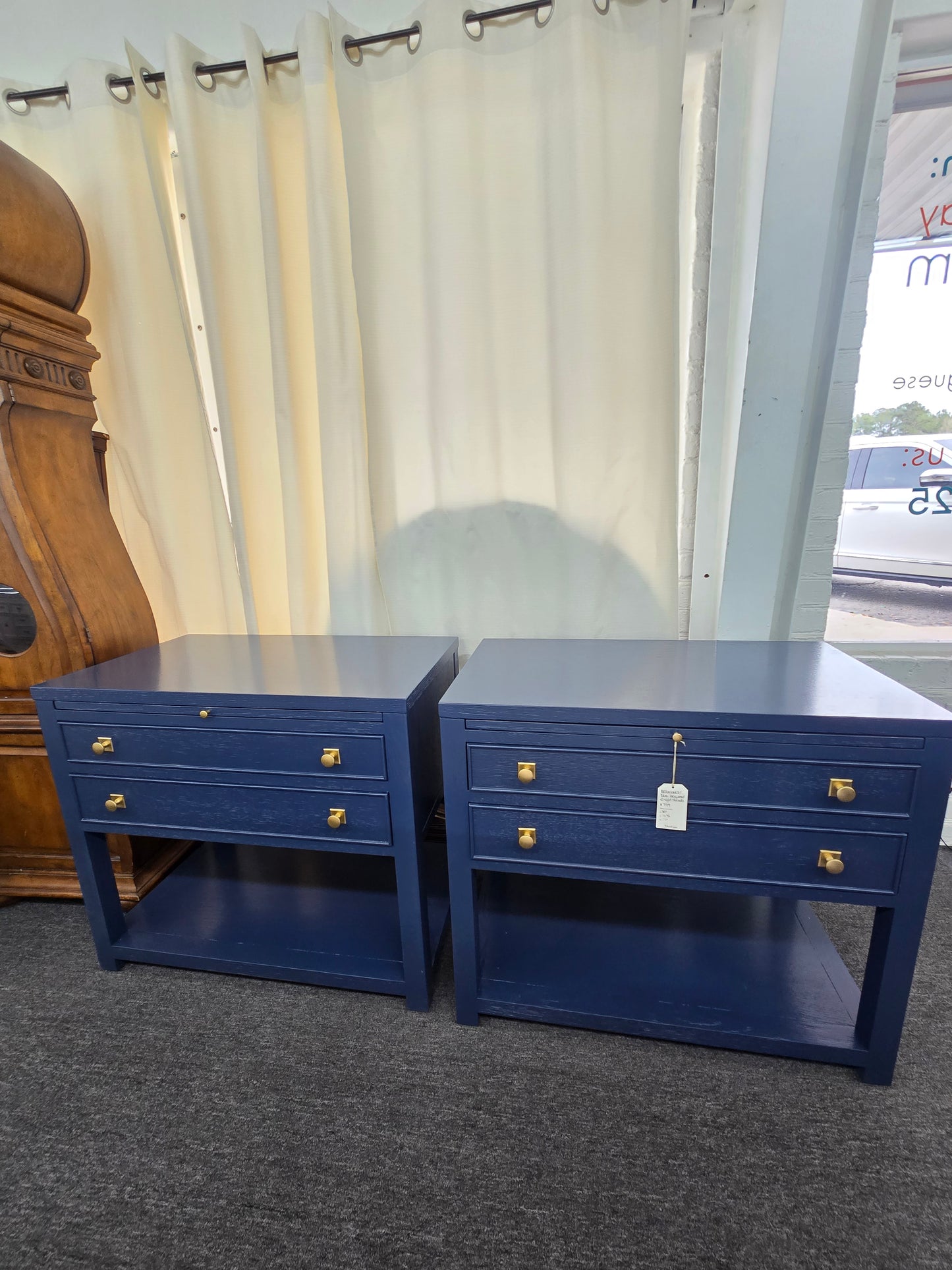 Bernhardt dark blue pair of nightstands