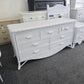 White lacquered bamboo & rattan dresser