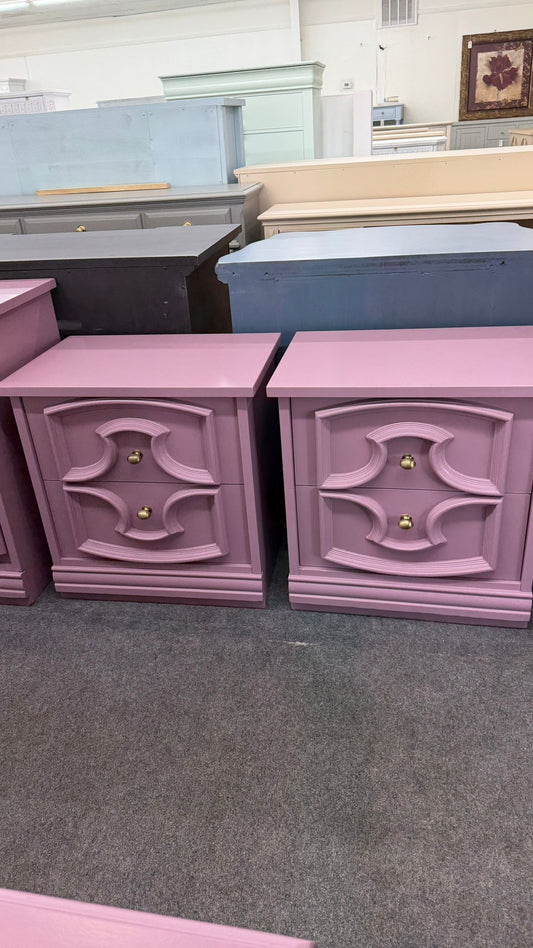 Purple vintage pair of nightstands