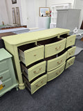 9 drawers avocado green dresser