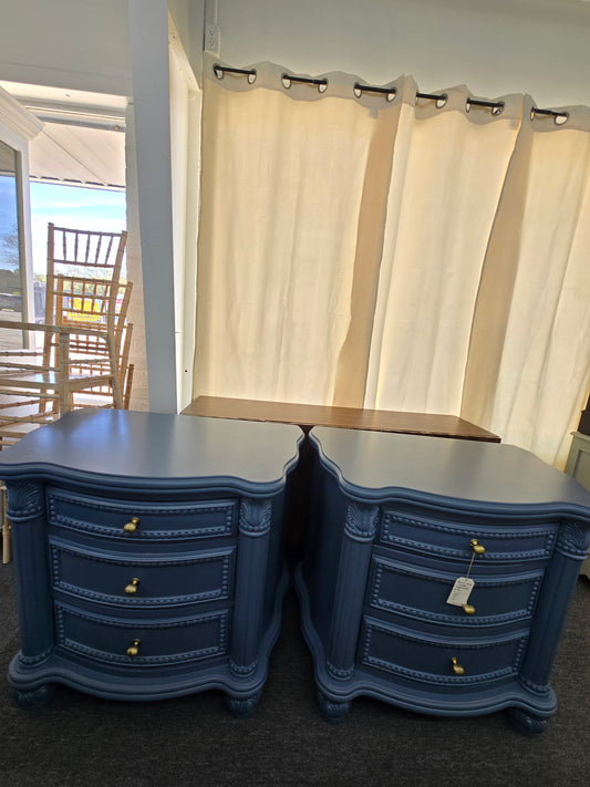 Blue ornate pair of nightstands
