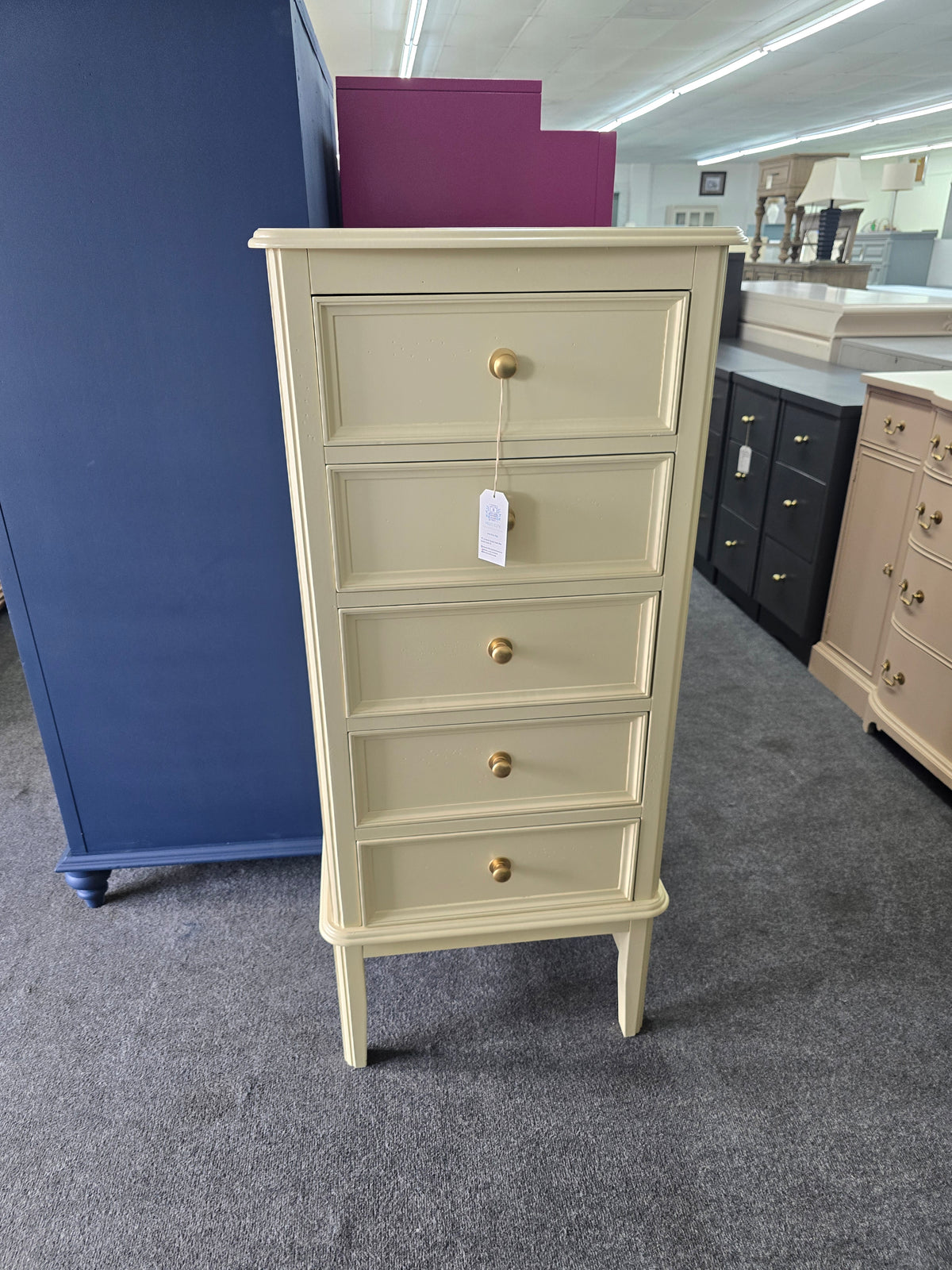 Pale yellow lacquered lingerie chest
