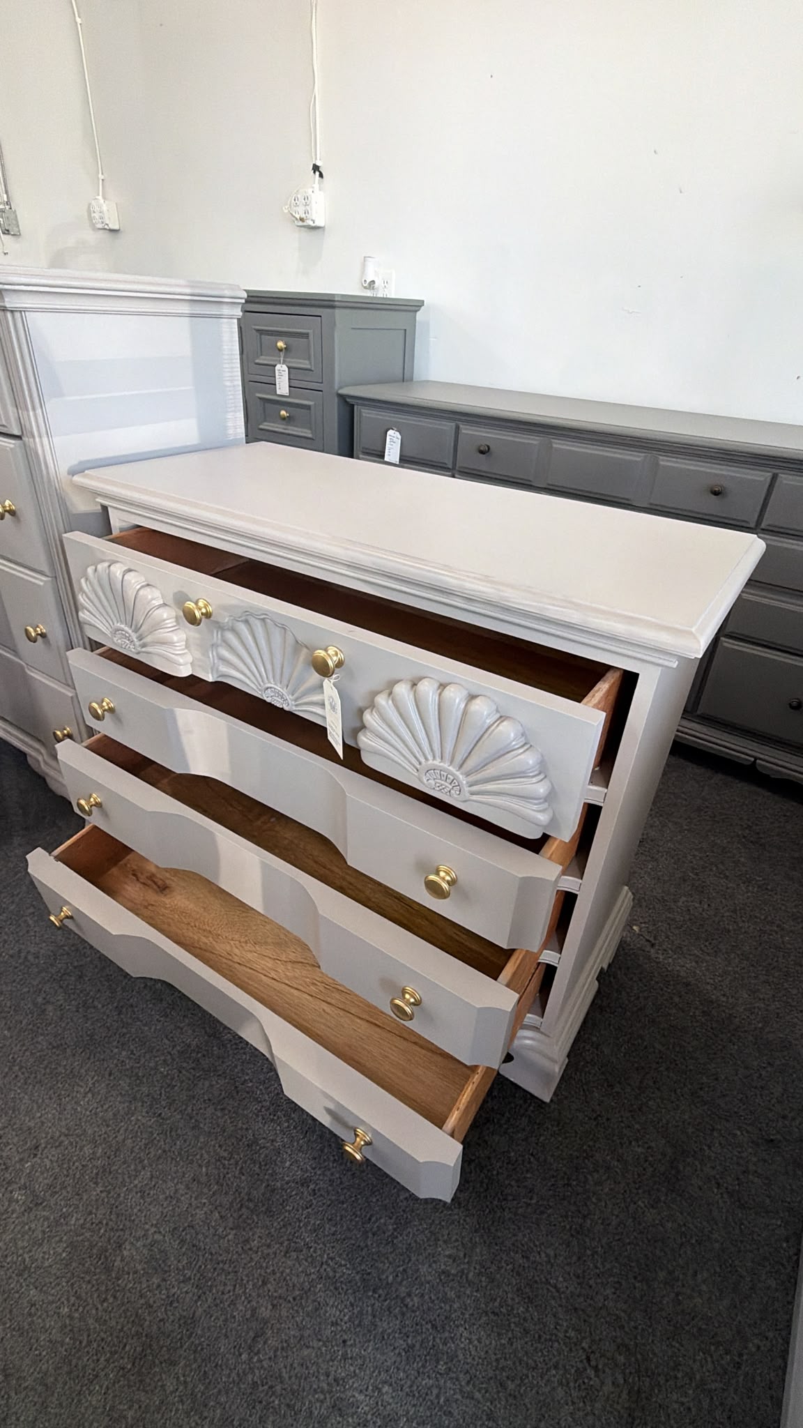 American drew gray vintage dresser