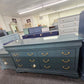Green lacquered 8 drawers dresser