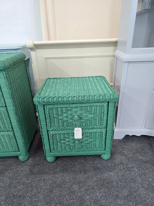 Green wicker nightstand