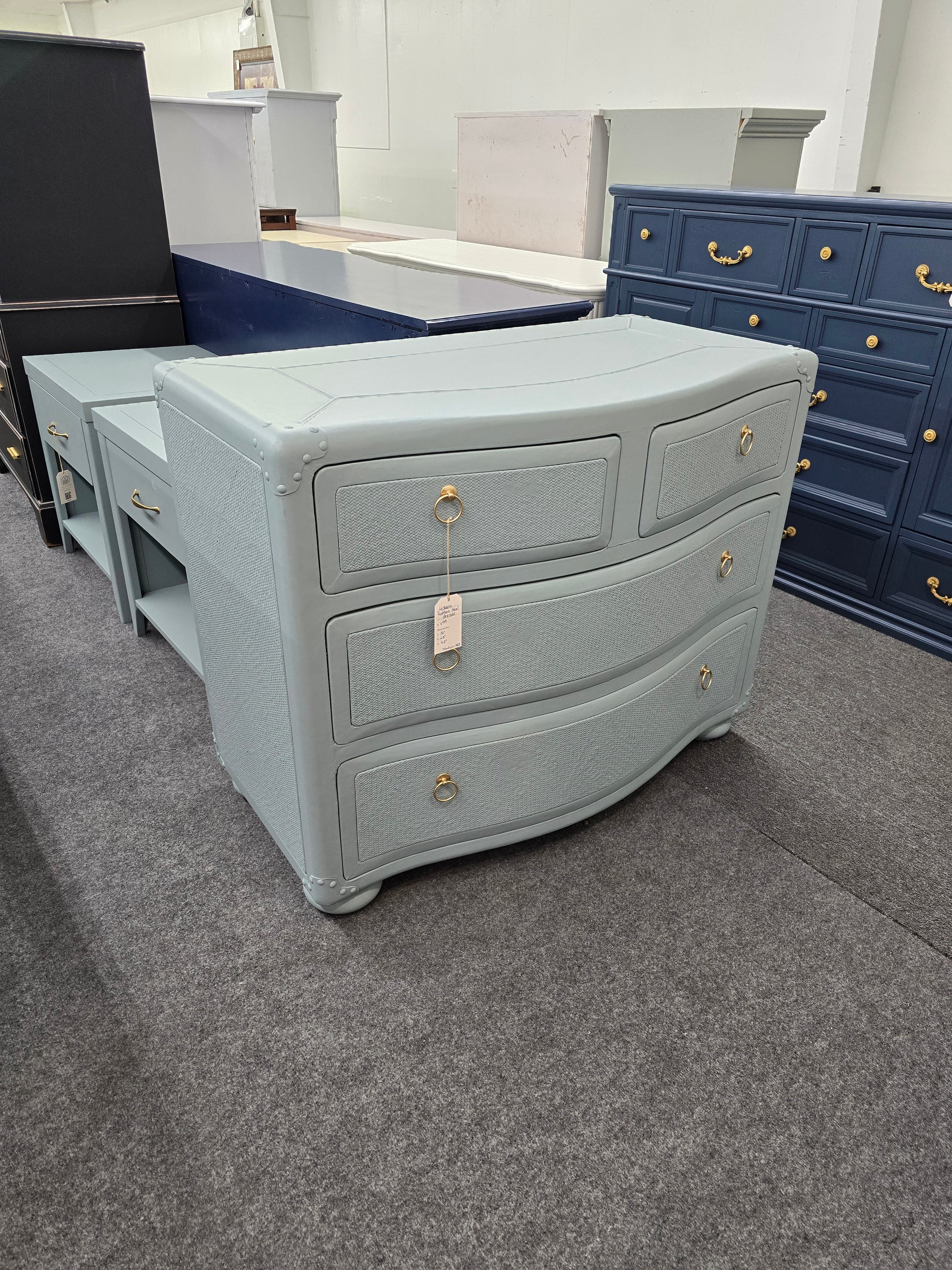 grey rattan dresser 3 Drawer Rattan Dresser Cabinet, Modern Storage Chest with Natural Cane Drawers for Bedroom, Living Room, Entryway & Study, Gray