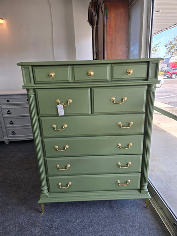 Solid wood green chest