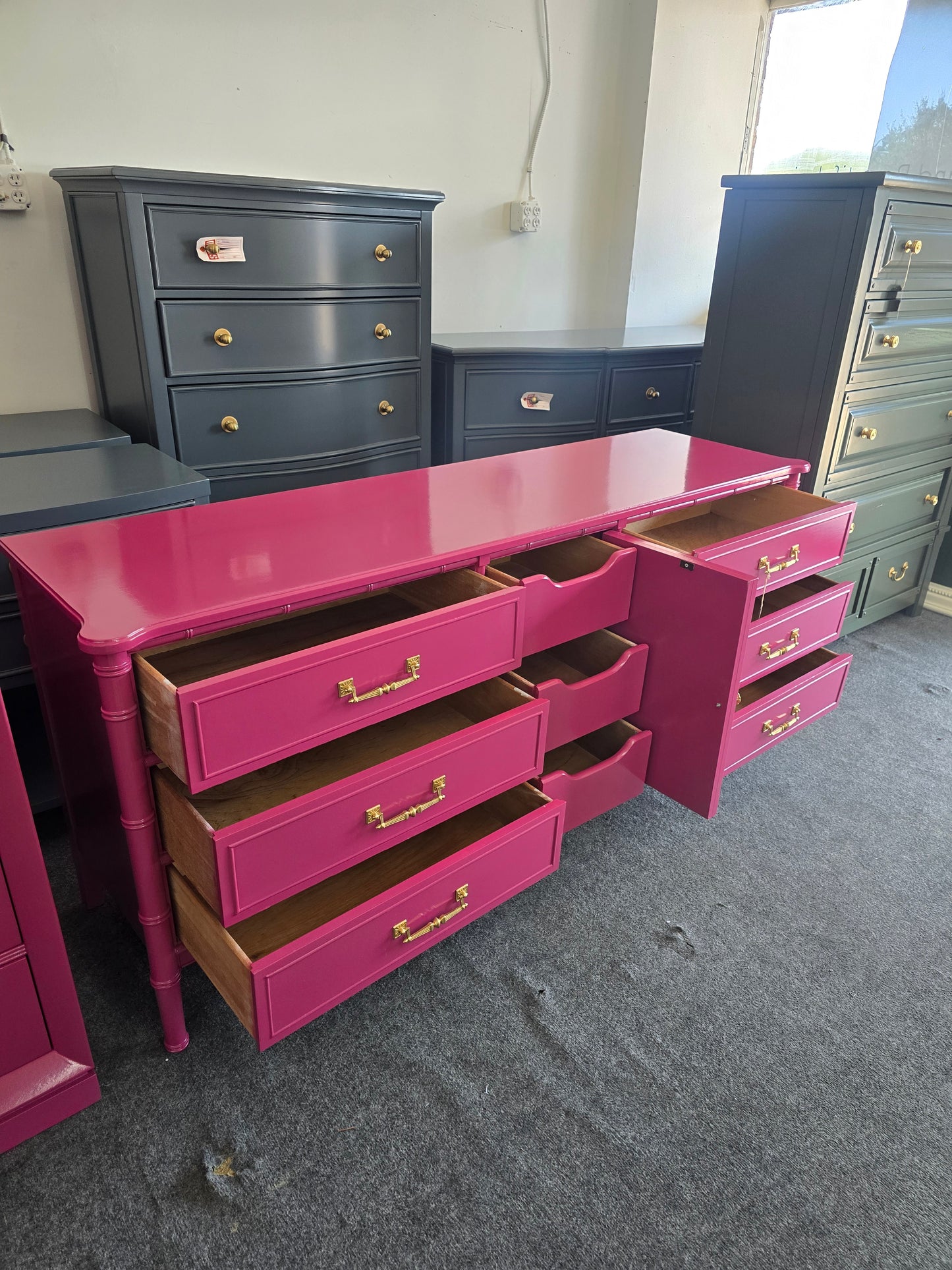 Bali Hai pink bamboo dresser