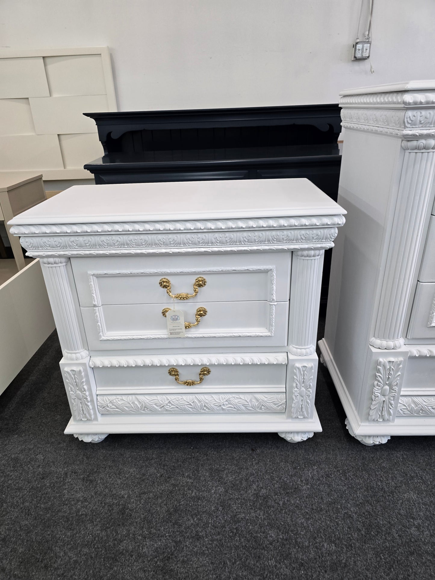 Gorgeous white 3 drawers nightstand