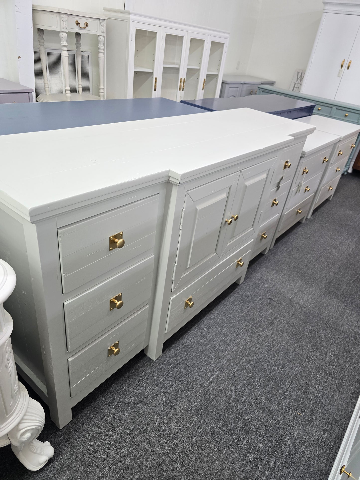 Rustic gray long dresser