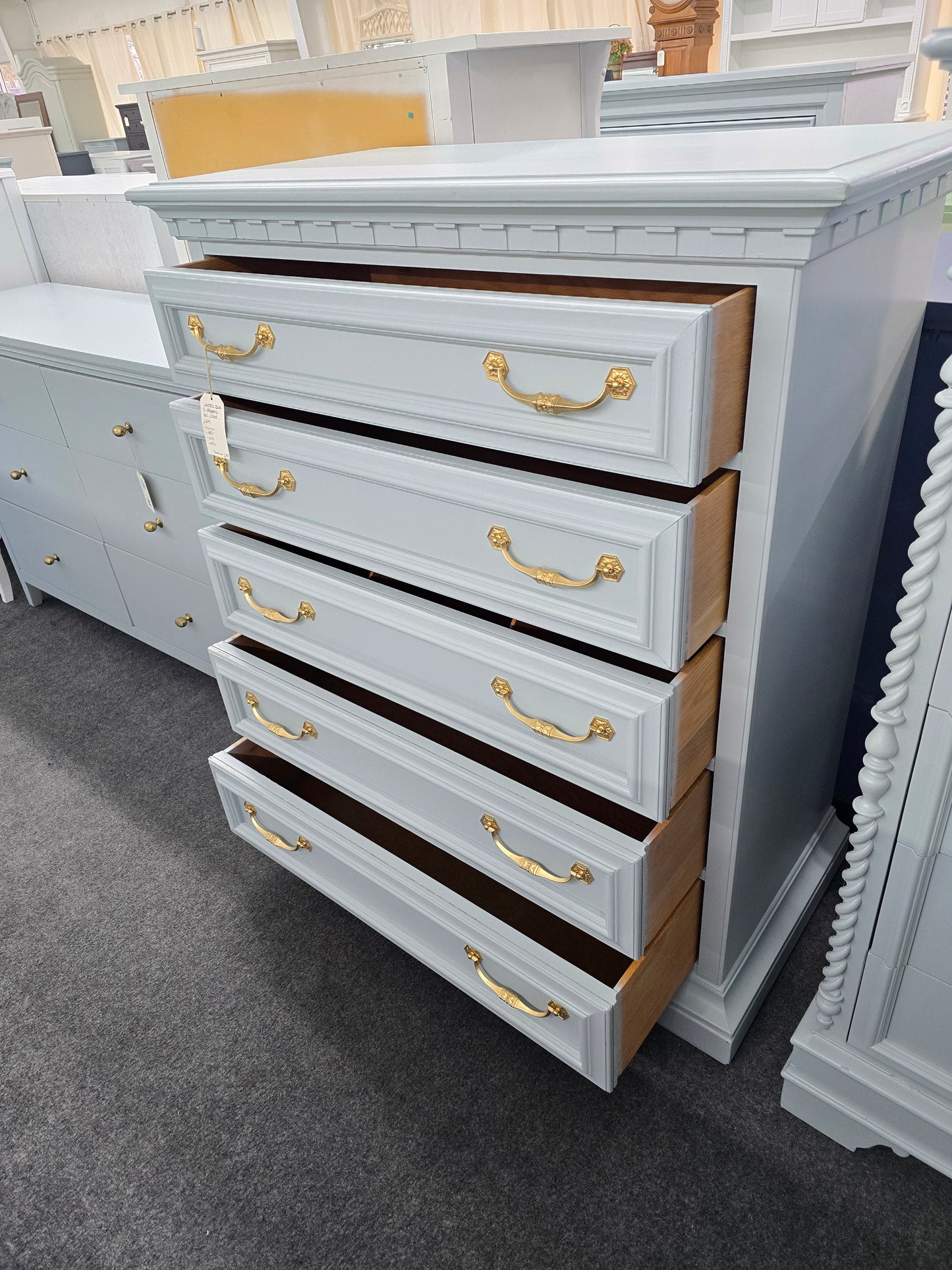 Solid wood light blue United chest