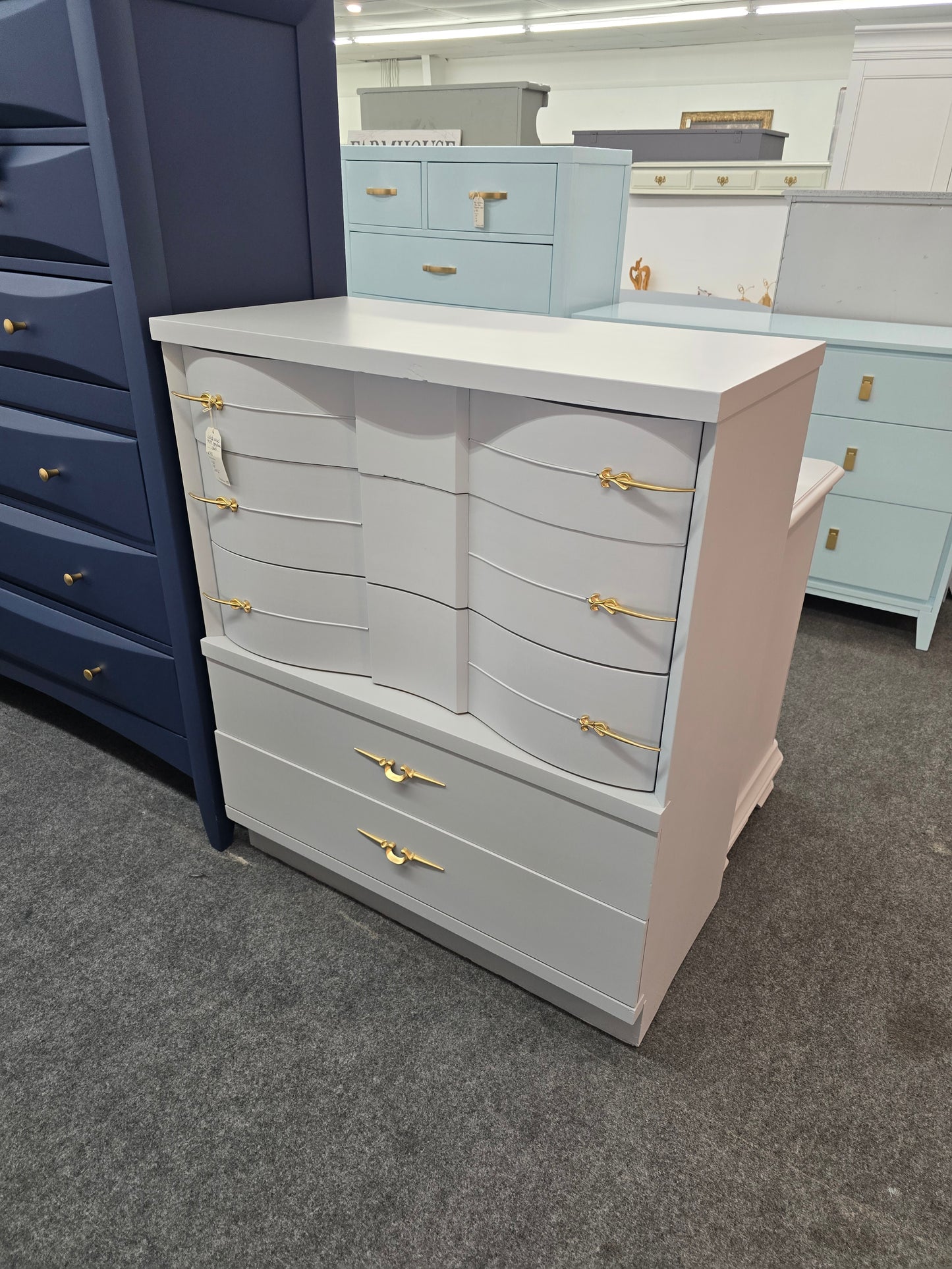 MCM gray/blue chest