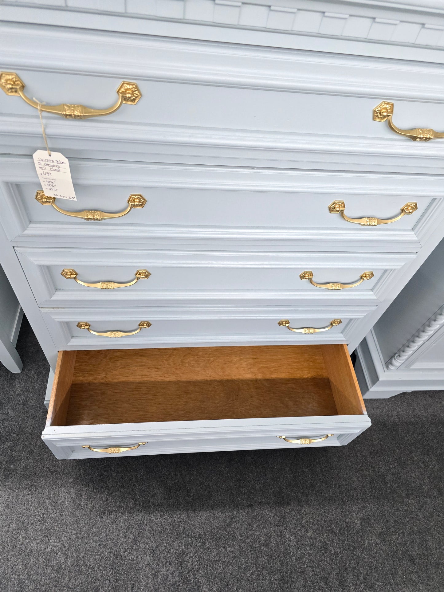 Solid wood light blue United chest