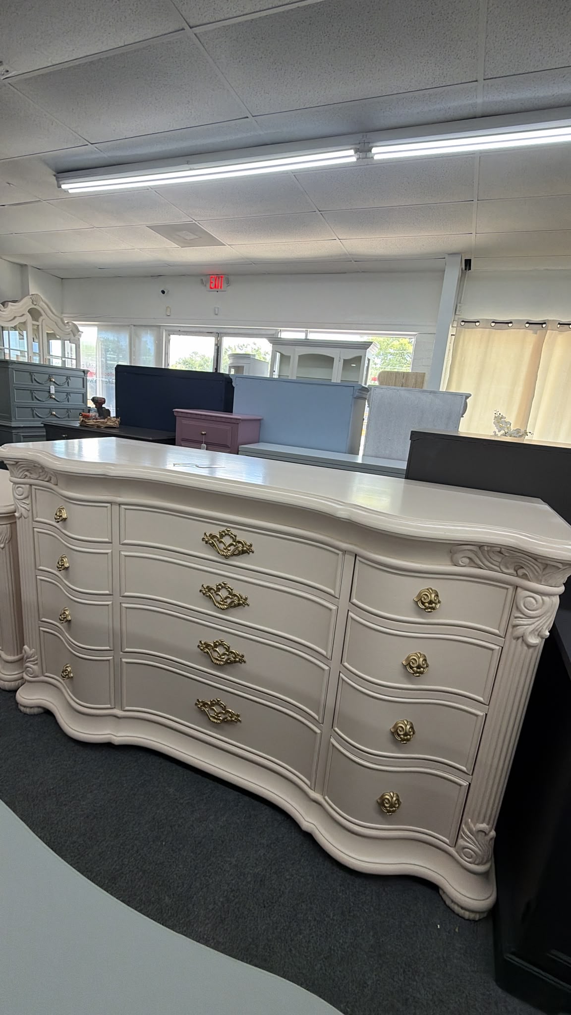Bernhardt cream lacquered curved dresser