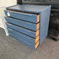 Solid wood MCM dark blue chest
