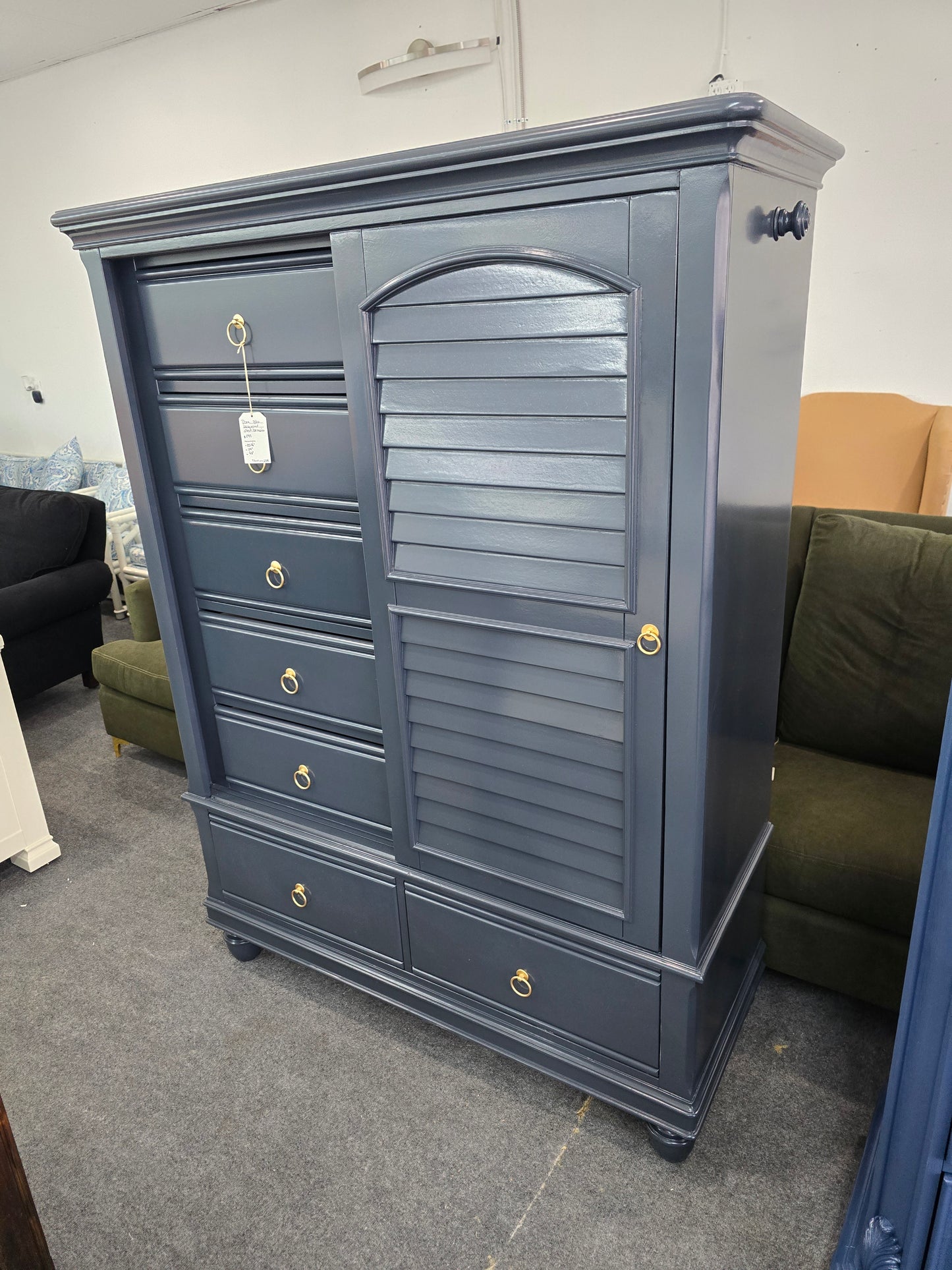 Haverty dark blue tall chest/arnoire