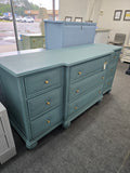9 drawers teal rattan dresser