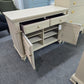 Beige carved 2 doors 2 drawers cabinet