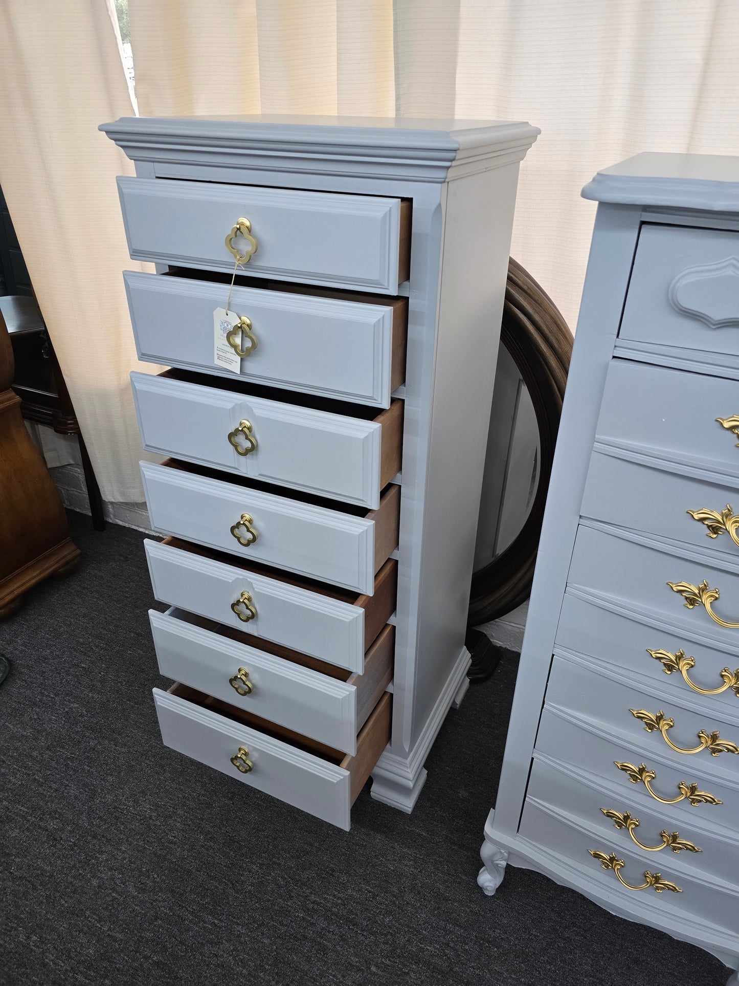 Solid wood gray/blue SUMTER lingerie chest