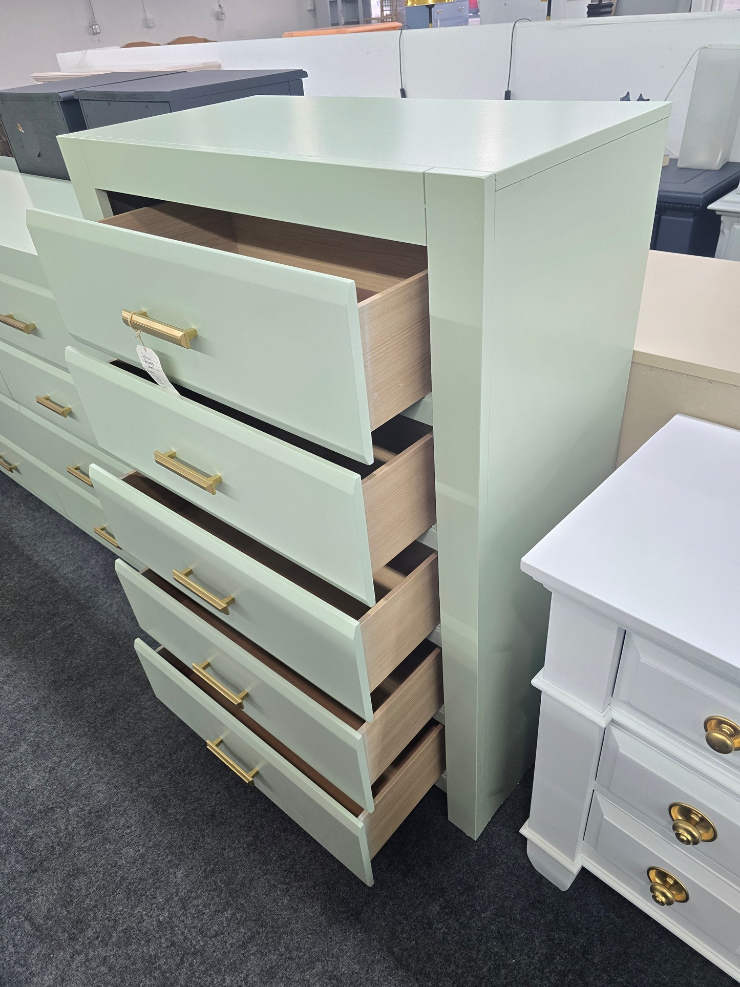 Classic 5 drawers green chest
