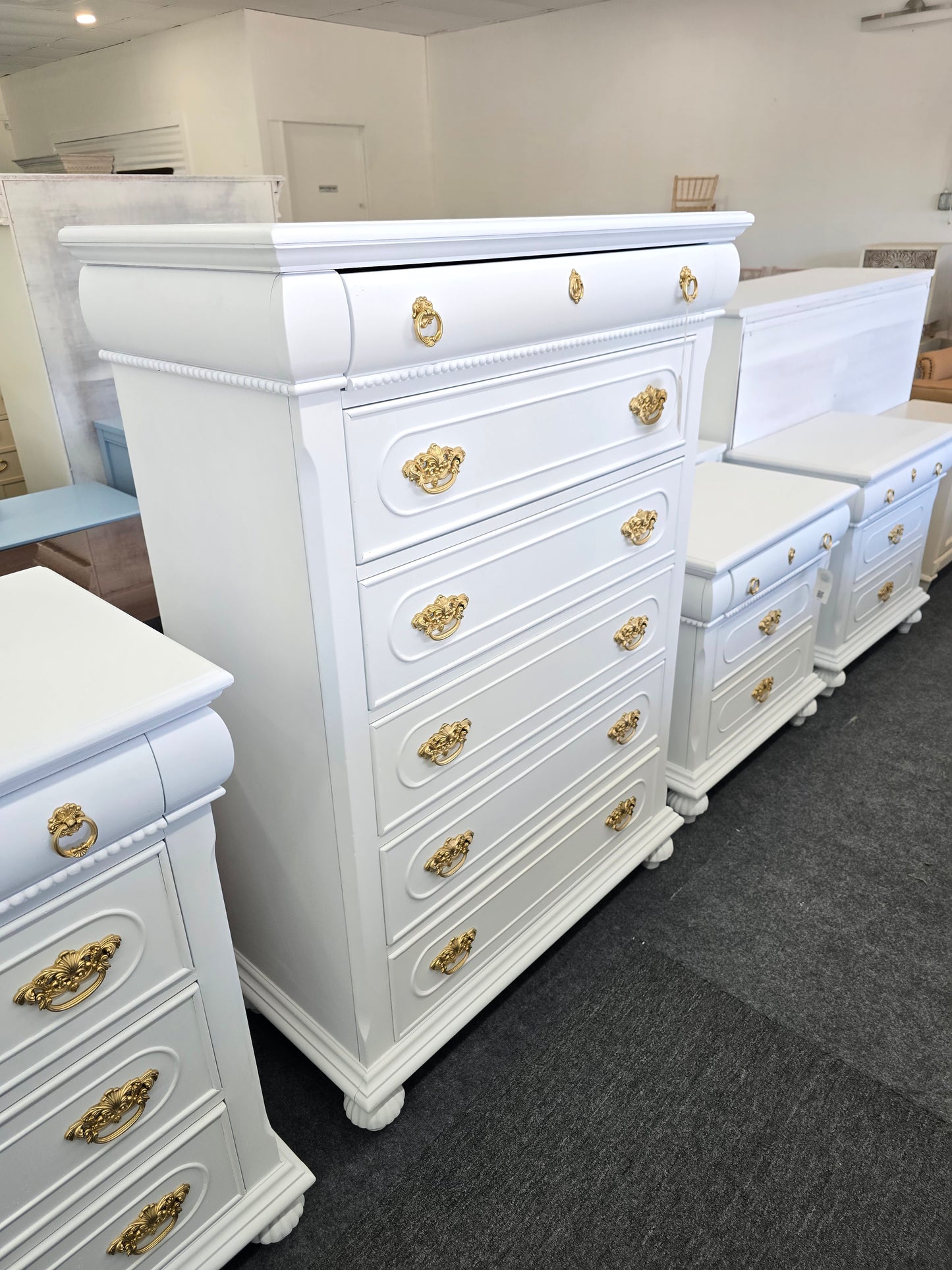 Solid wood cute white chest
