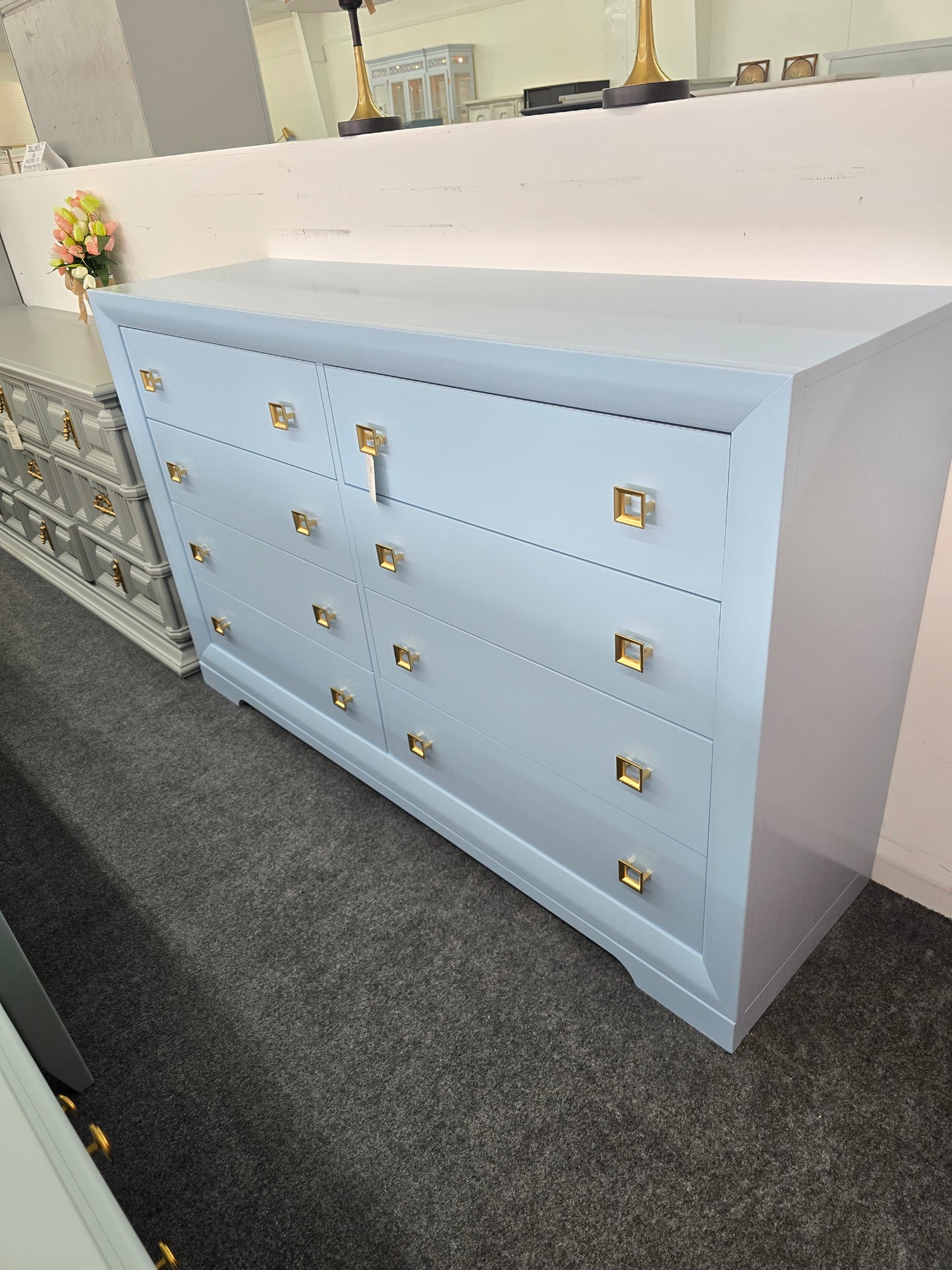 Cindy Crawford blue Lacquered dresser